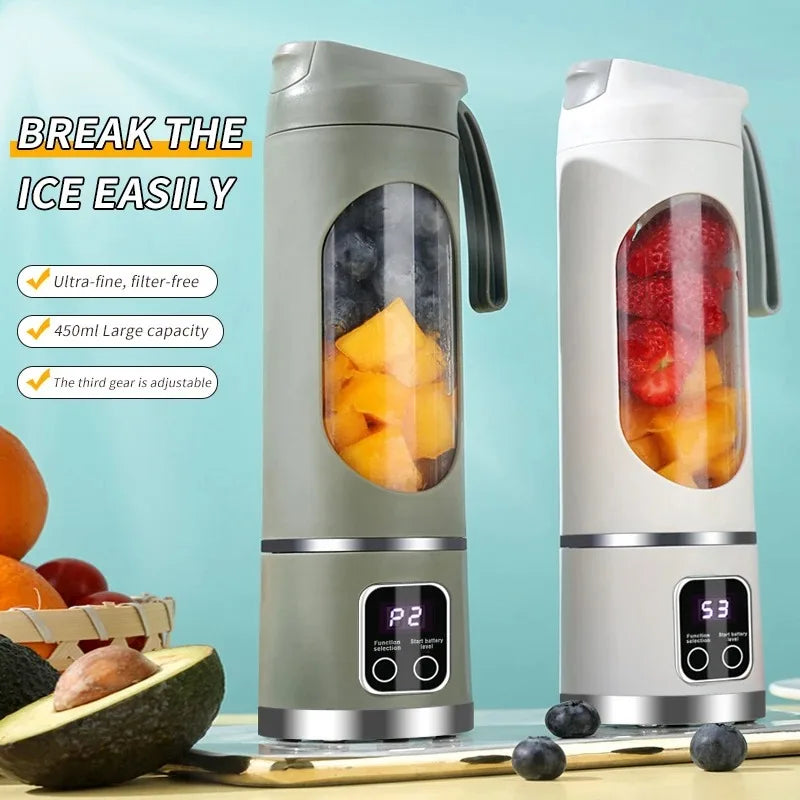 2025 Mini Electric Juicer Cup – Ice Crusher, 450ml, USB Rechargeable