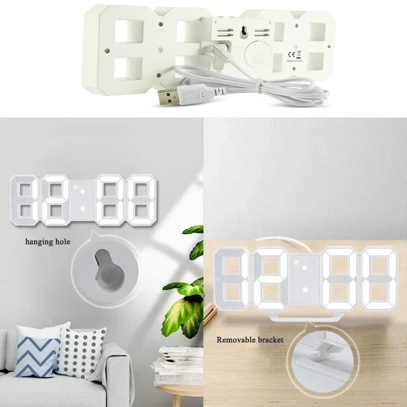 3D LED Digital Clock – Wall or Desk Display with Alarm & Temperature